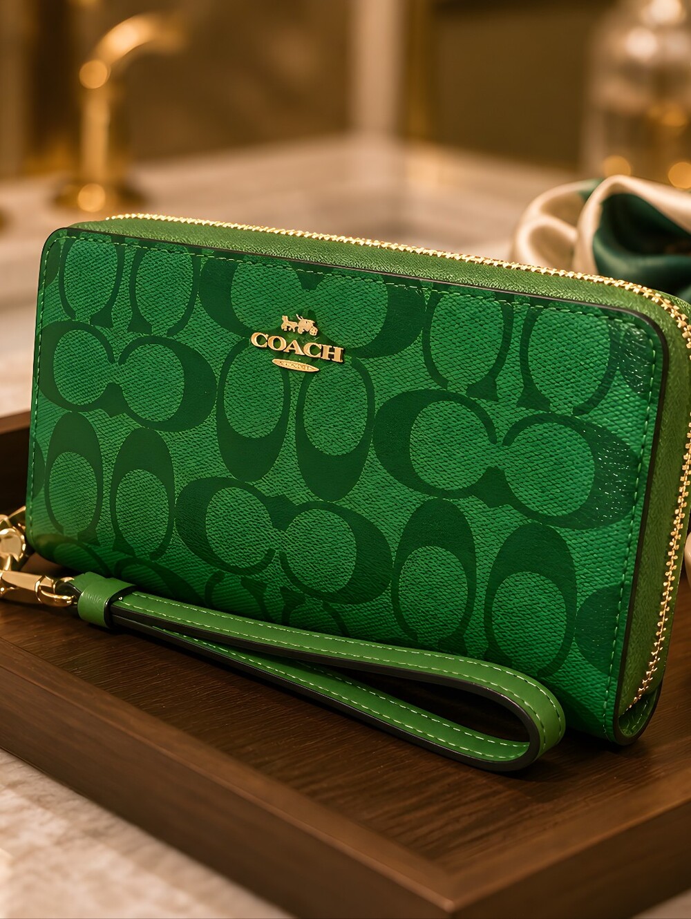 The Coach Long Zip Around Wallet in Signature Canvas